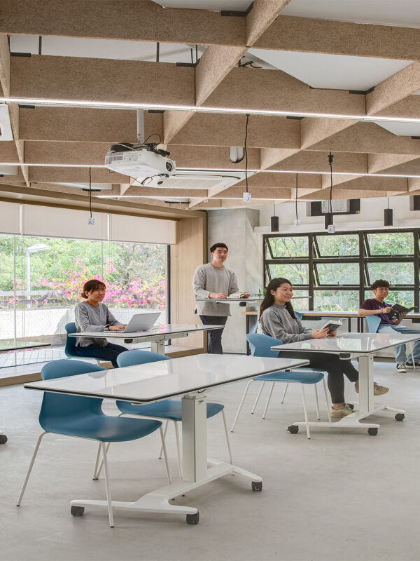 standing desk in a classroom