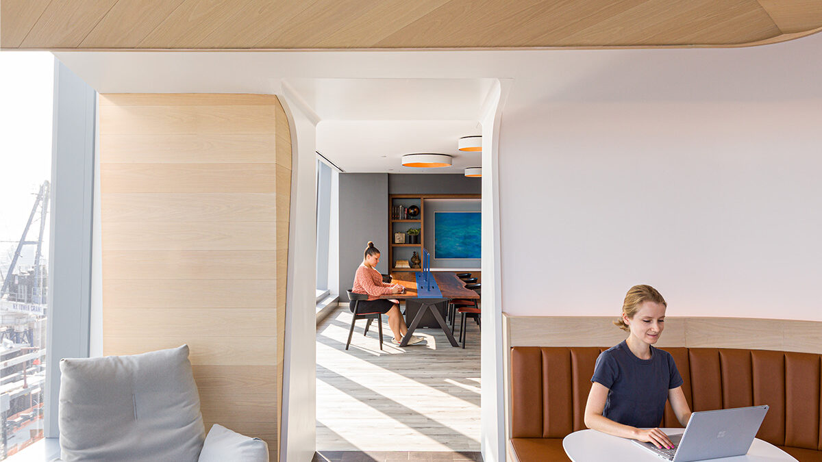 person working in lounge