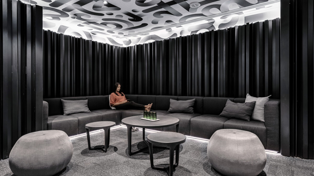 Mumbai workplace gray scale office lounge seating