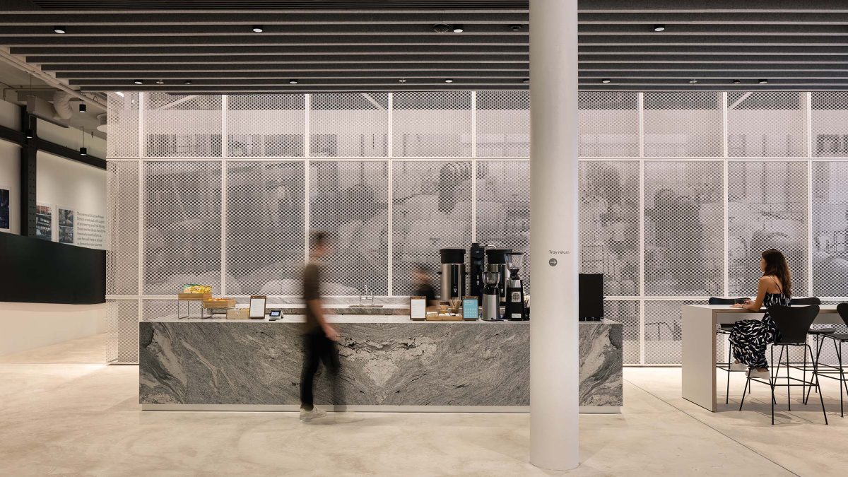 coffee bar in workplace design for Dyson