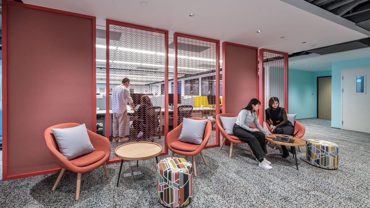 people working together in the common area of Beijing office