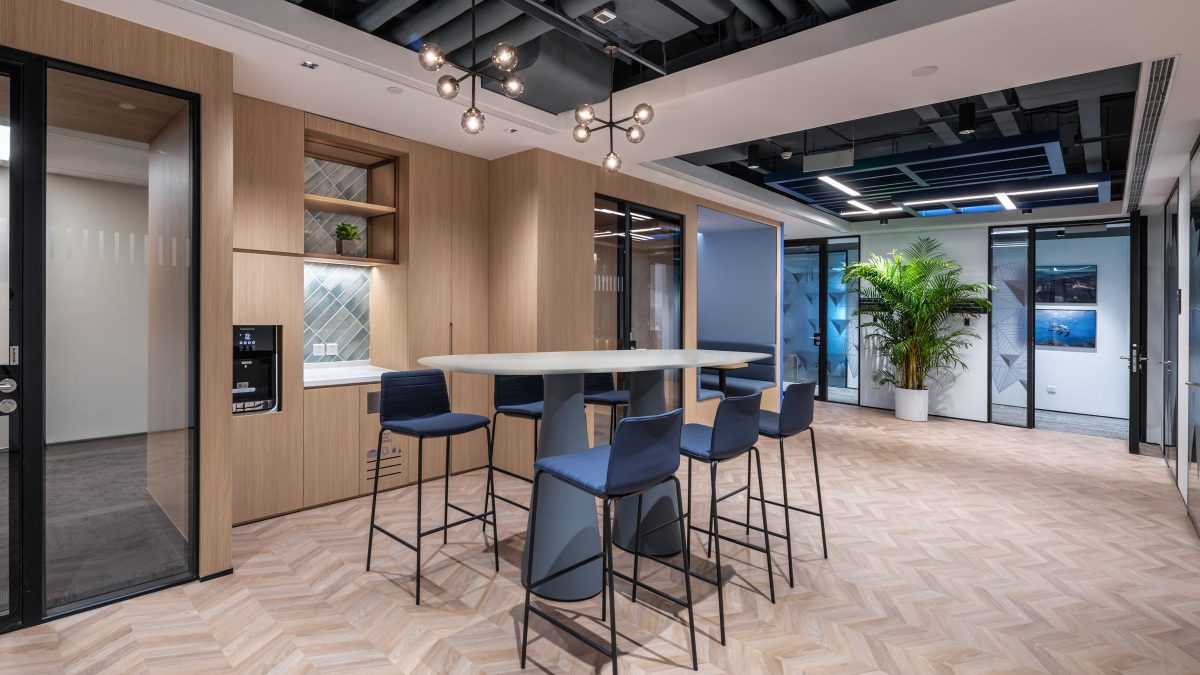 Office pantry elegant wooden and parquet design