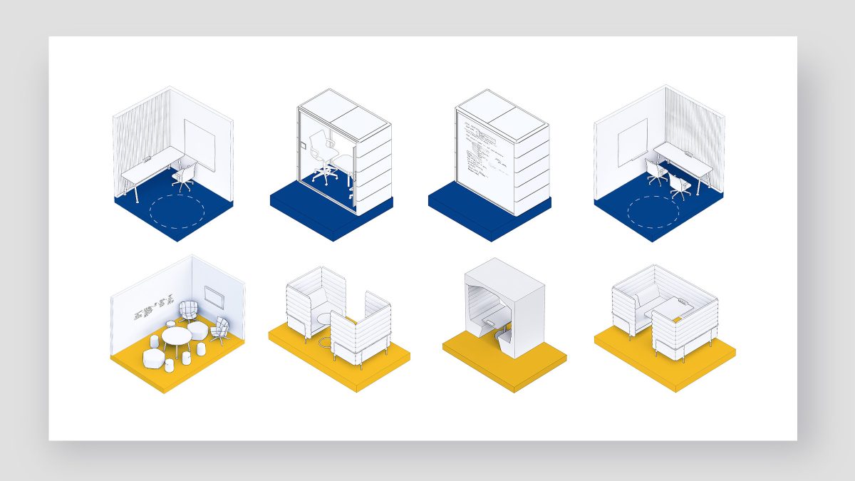 Space typologies visualised to inform workplace planning