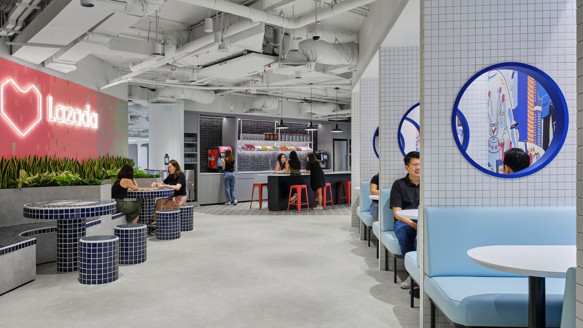 Workplace cafe area at Lazada Singapore