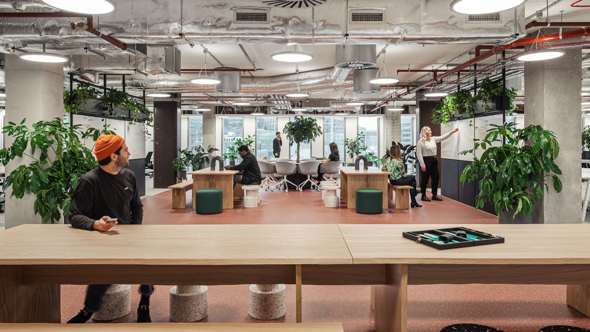 view of collaboration table in flexible workplace in london