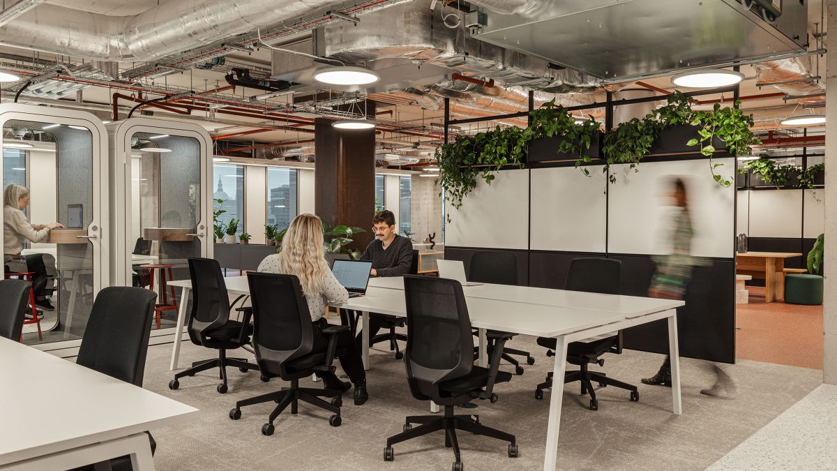 view of desking of knotel london office design