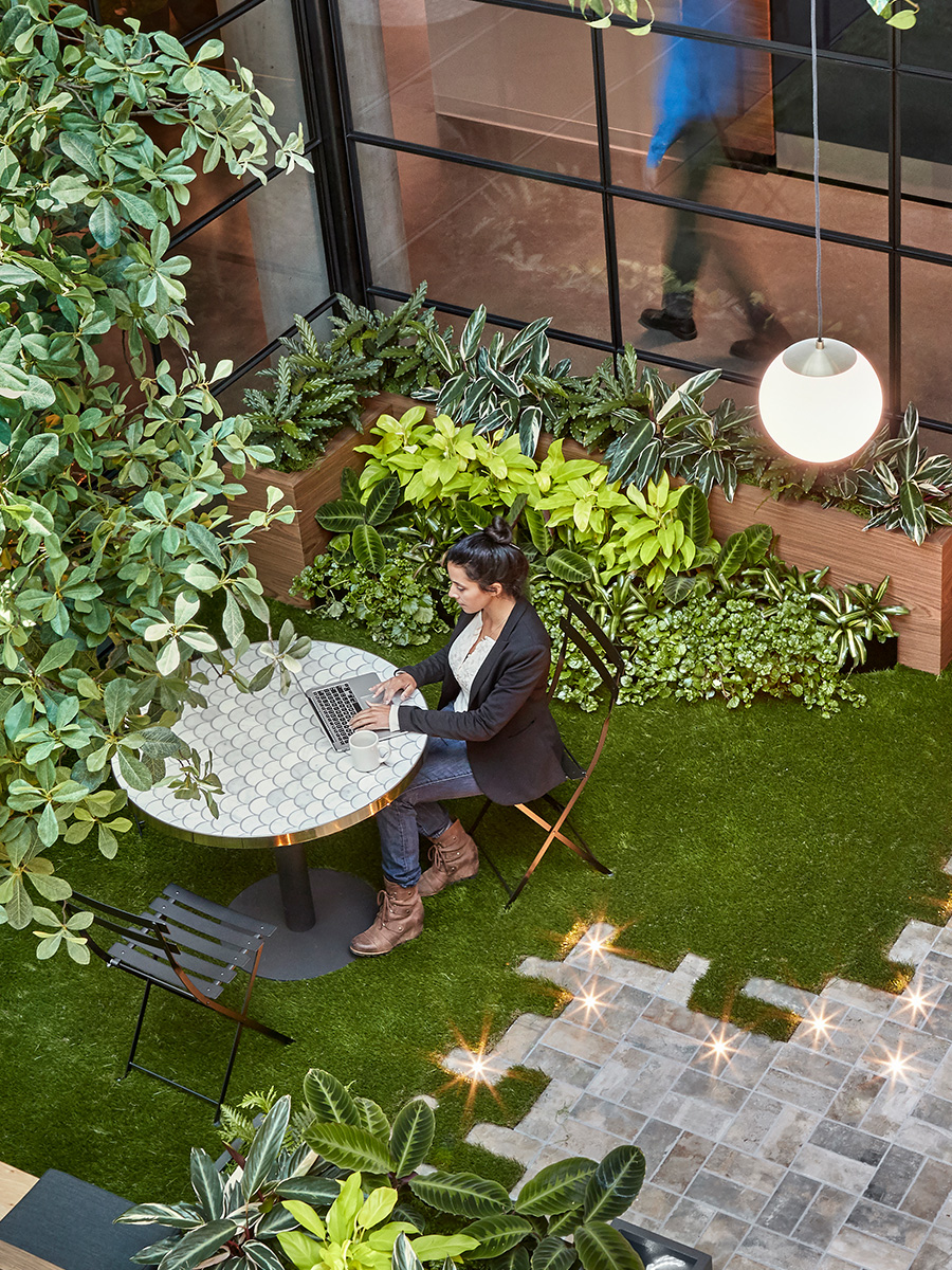 outdoor workspace in garden courtyard
