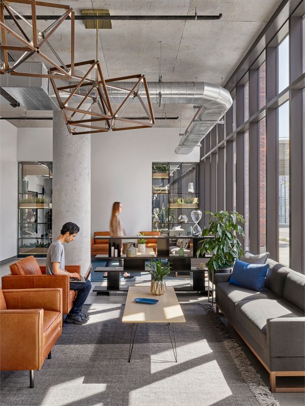 Interior design inspiration featuring soundproof meeting booths and casual work points for focus work and collaboration.