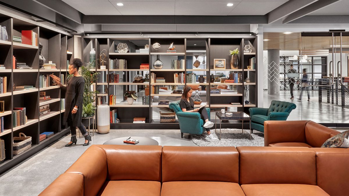 Architecture and design firm in San Francisco featuring corporate office design and library concept.