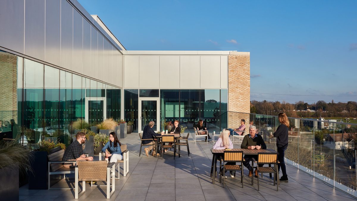 Interior terrace at lidl headquarters 