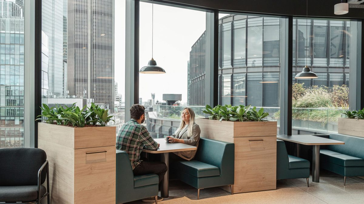 Meeting booth in the cafeteria for healthy routine