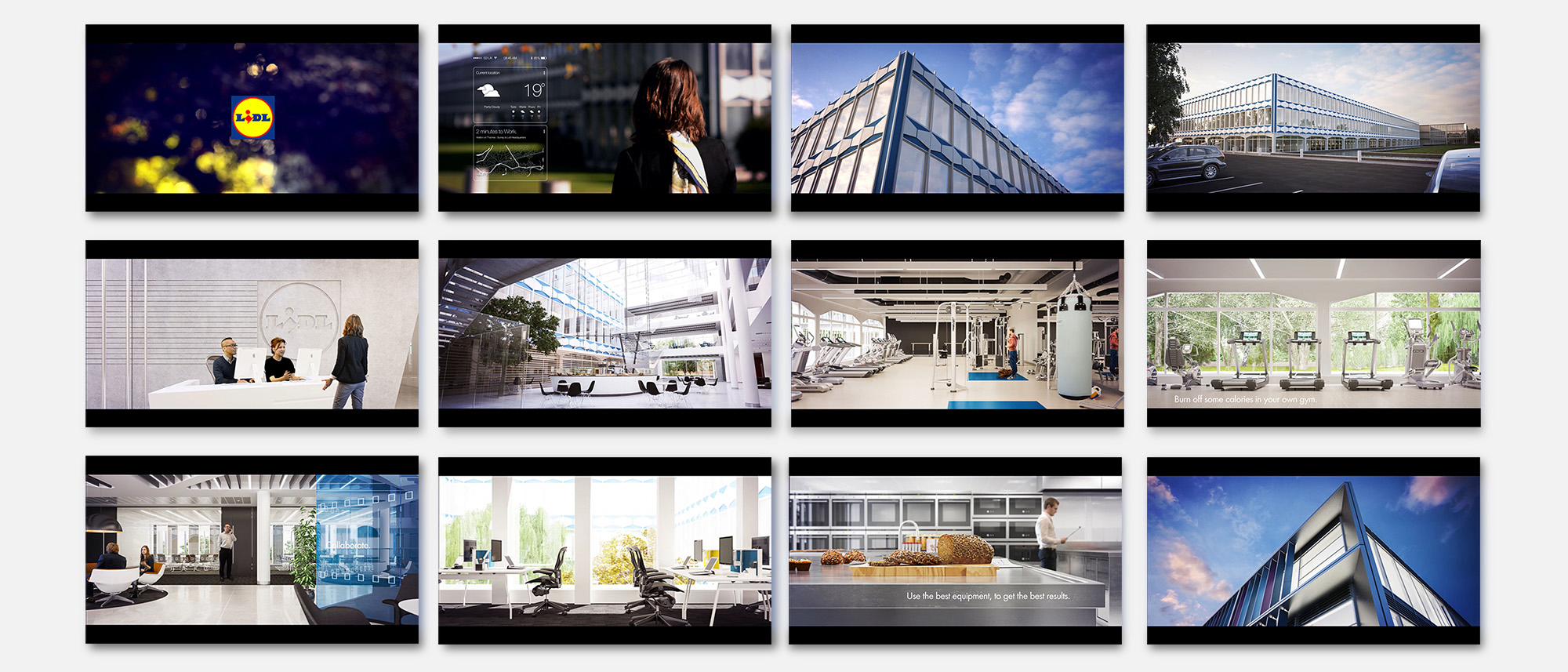 Stills from architectural services film showing a day in the life at an office