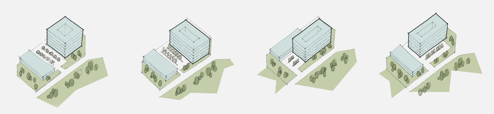 Massing diagrams created by architectural services team