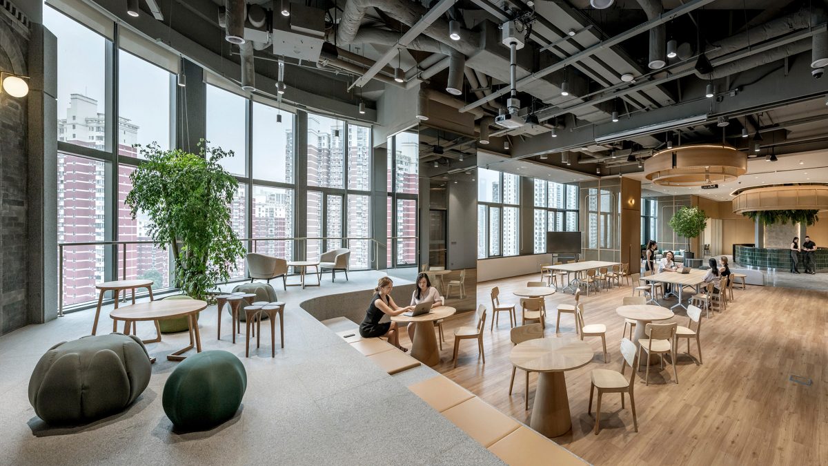 view of people collaborating in sensory office design