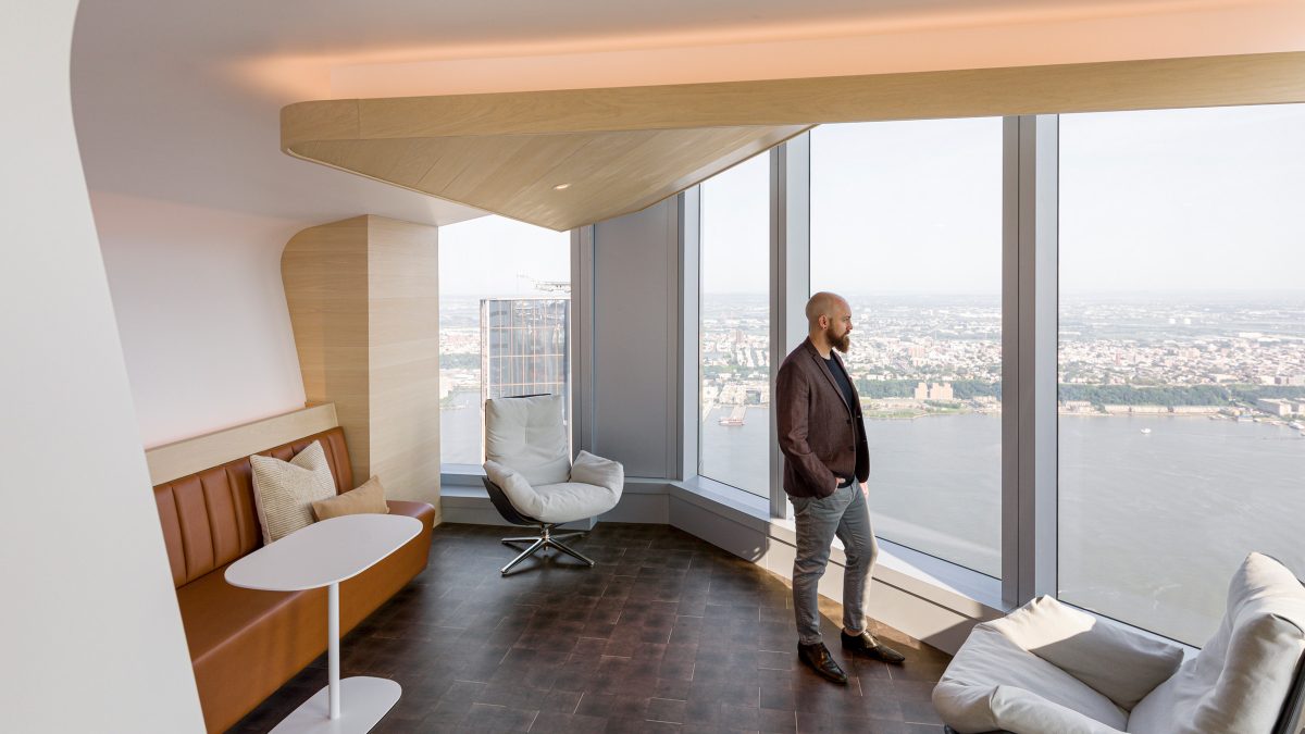 view of man by window in a sensory office design