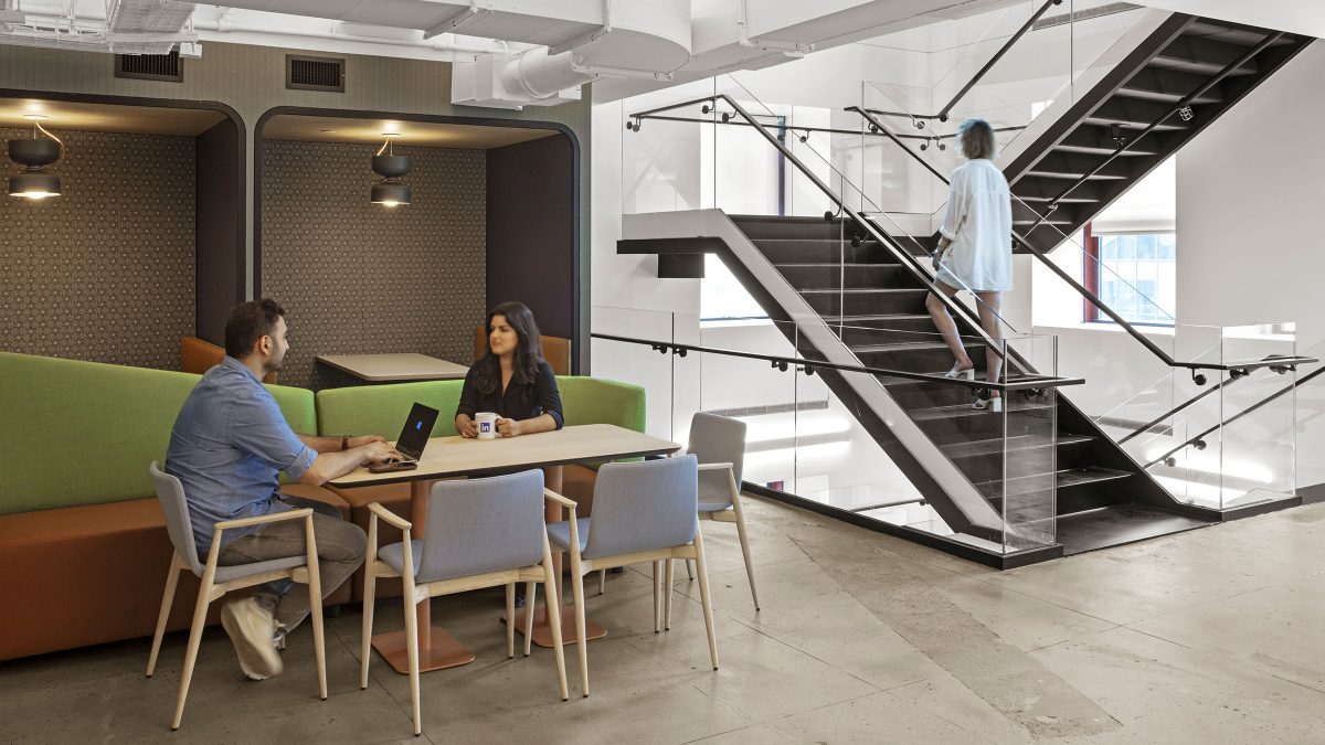 Stairwell design by M Moser Associates in the Empire State Building encourages daily movement for employees.