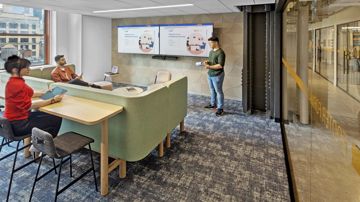 Meeting and board room outfitted with technology to support employees' workday and connect to remote workers.