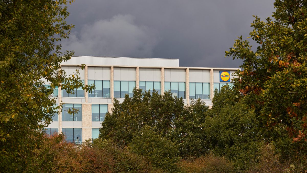 Exterior building view of lidl office in London