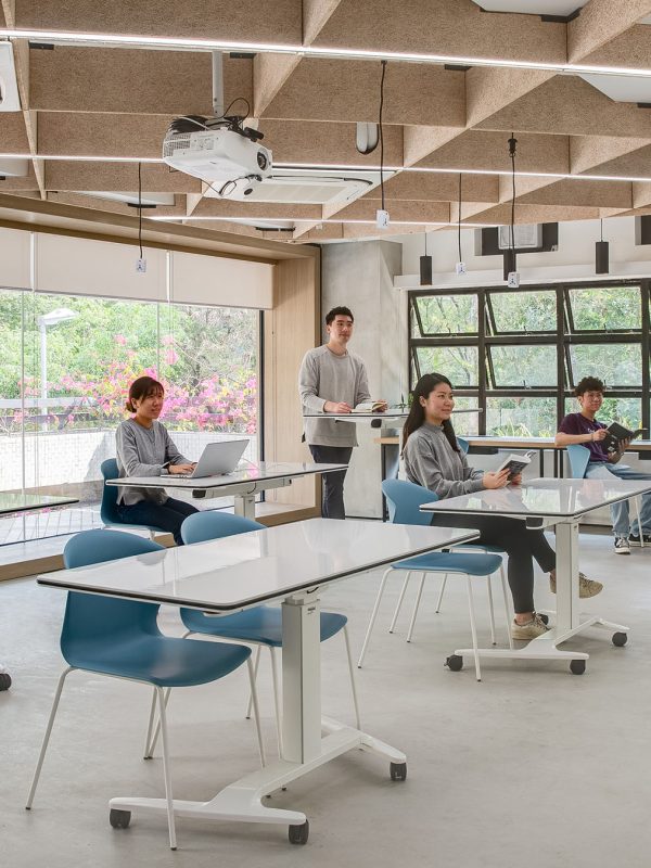 standing desk in a classroom