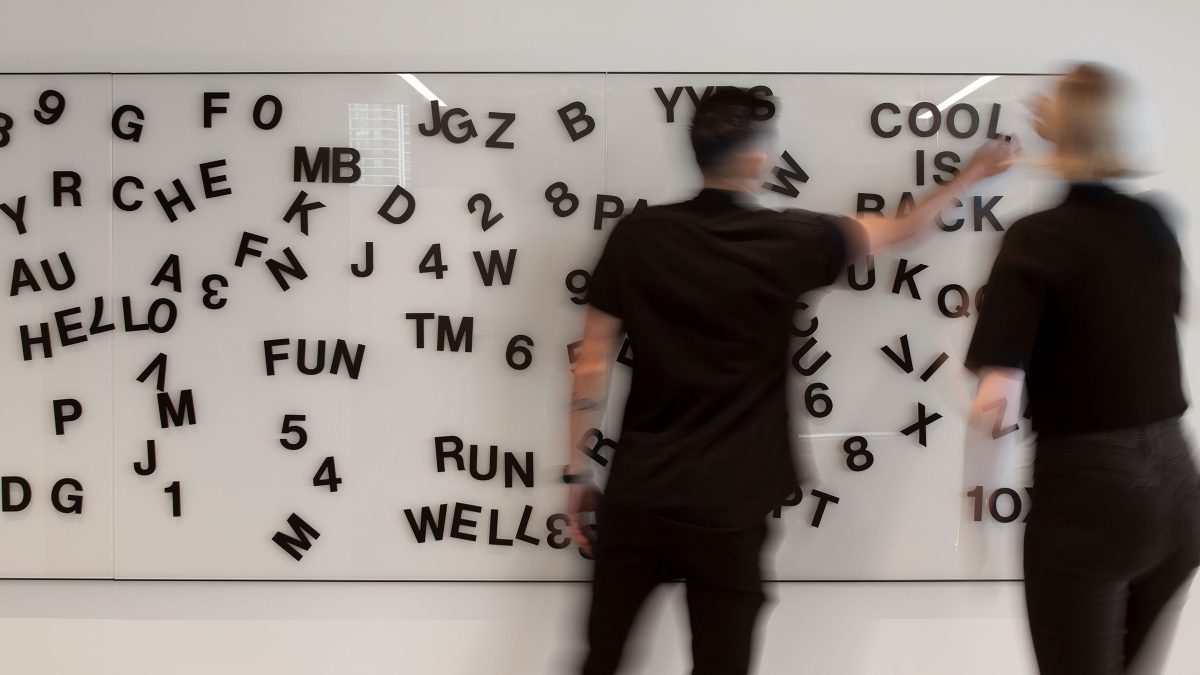 Interactive installation to encourage employee interaction in a Toronto office headquarters project.