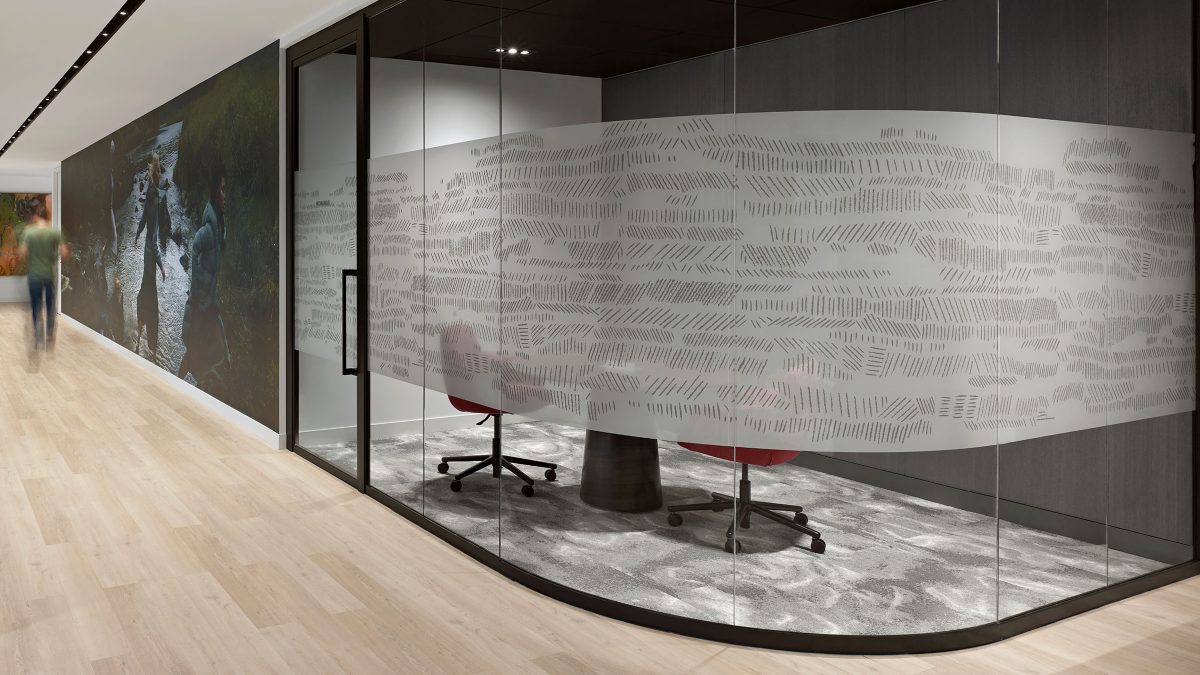 Corporate office interior design by M Moser featuring a customised design for Canada Goose.