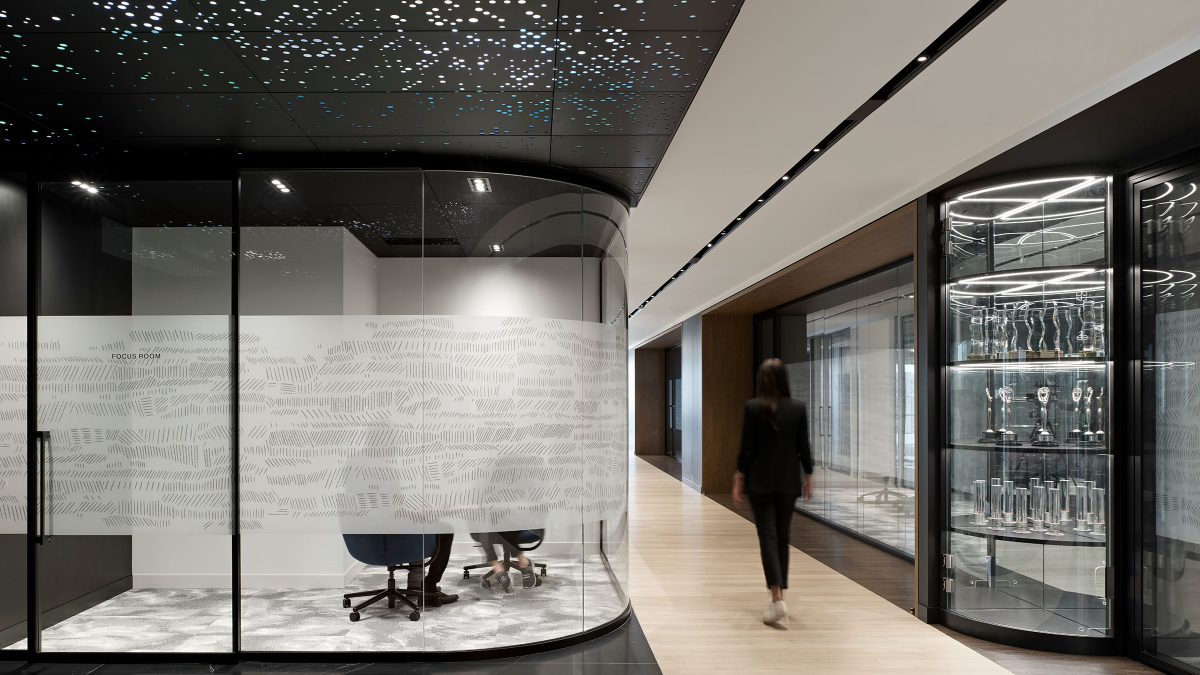 Corporate office interior design by M Moser featuring a customised design for Canada Goose.