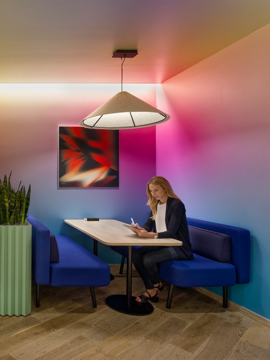 Office design for brand identity and employee wellbeing.