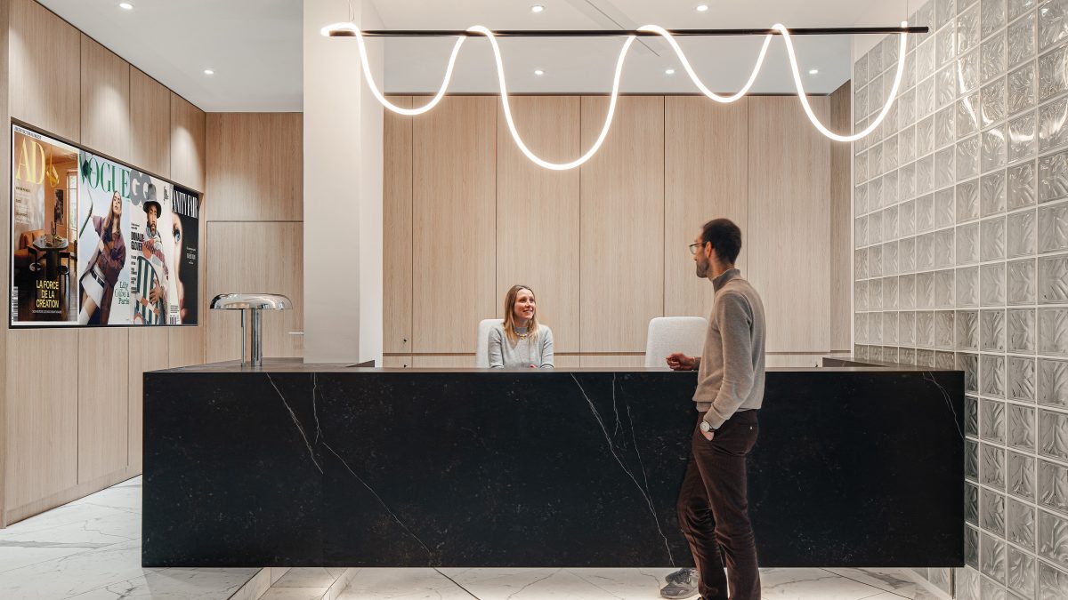 view of condé nast france's reception desk