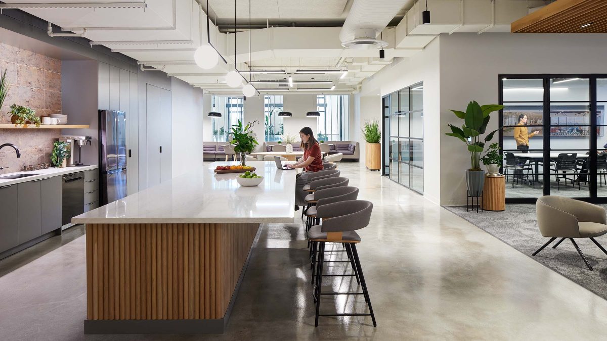 Office kitchen design by M Moser in New York City.