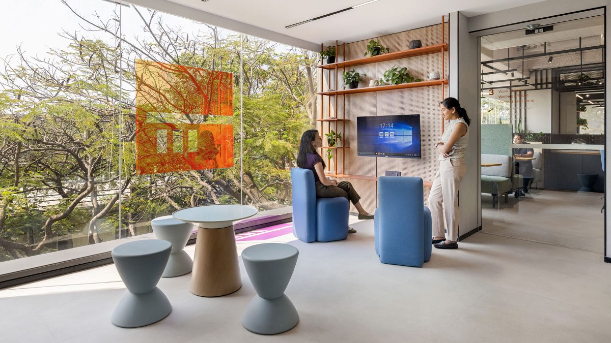 Daylight through surrounding trees infuses spaces at M Moser’s Bangalore living lab