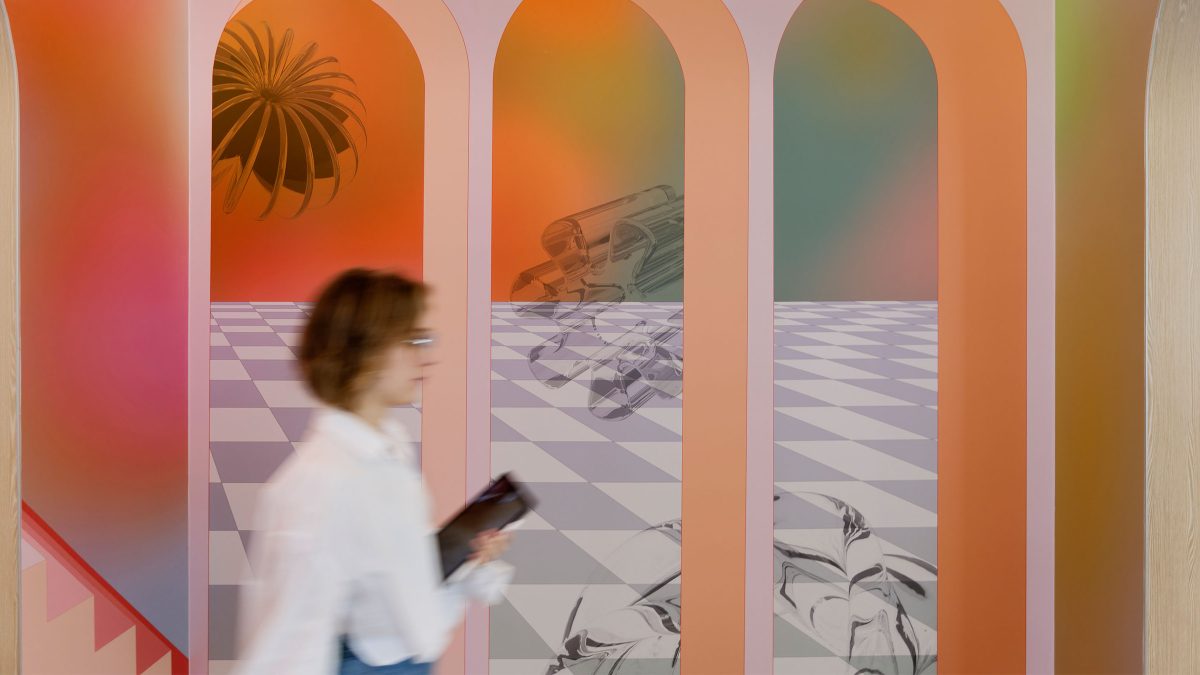 graphic-wall-design-calming-palette-woman-walking
