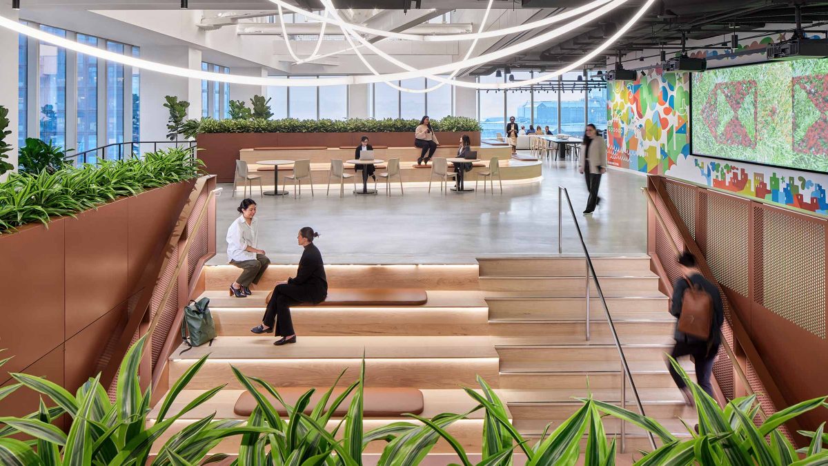 new-york-workplace-design-for-HSBC-large-atrium-with-staircase-employees-sitting