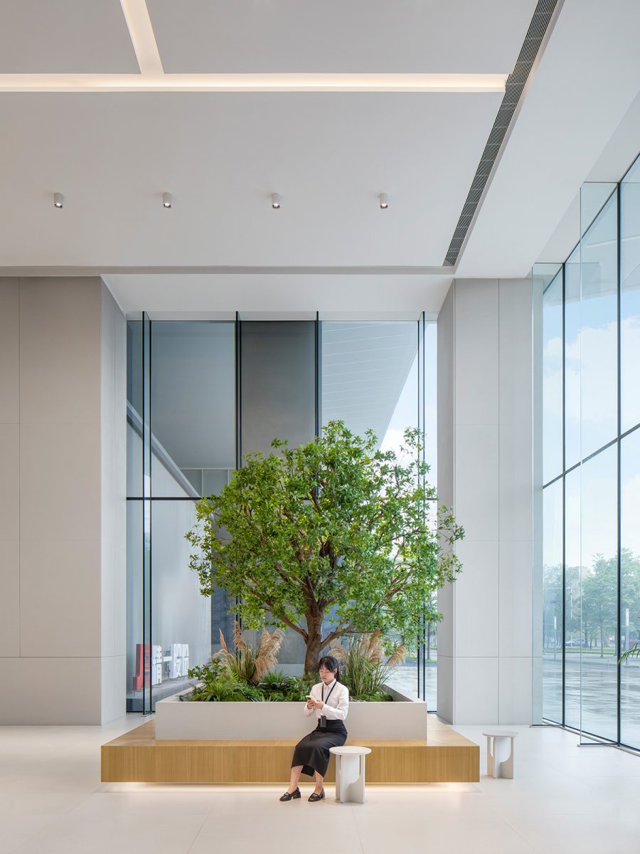 Natural light filled lobby space