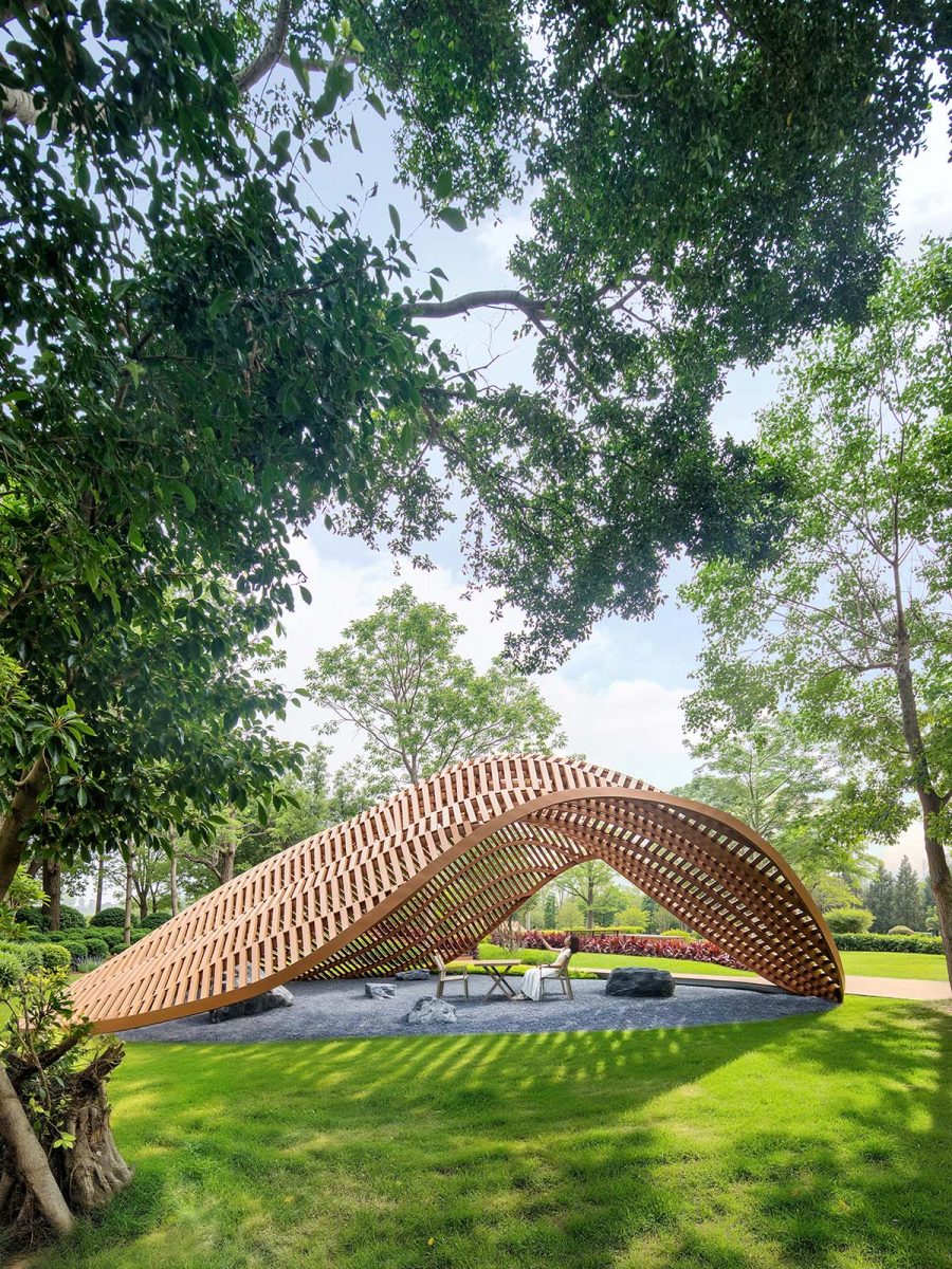 Park for employees at JE Furniture's HQ in Foshan